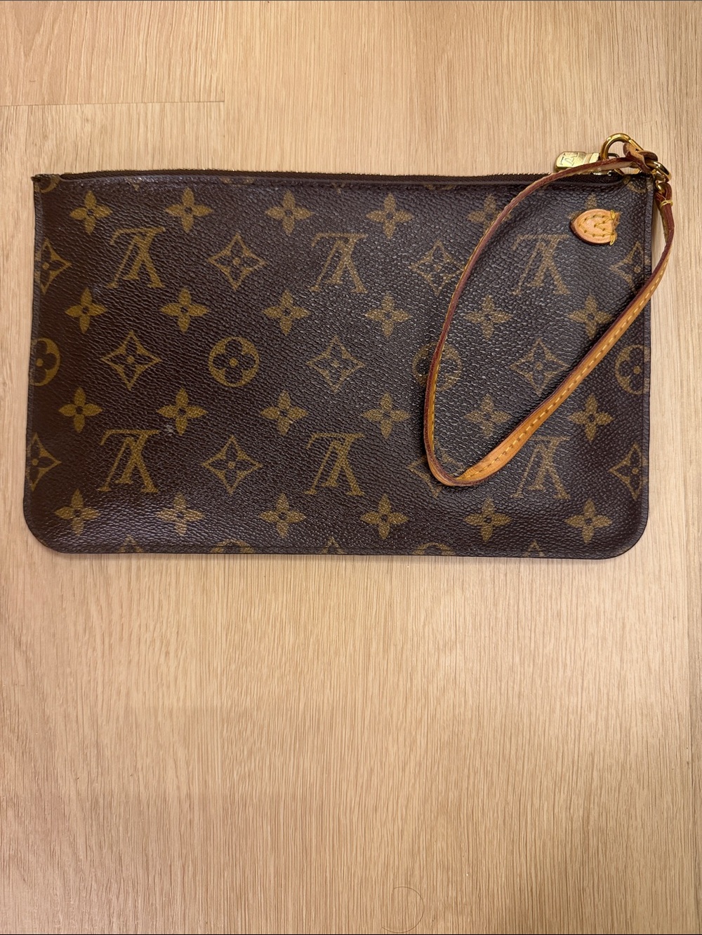 Louis Vuitton Monogram Canvas Wristlet Pouch in Brown and Tan
